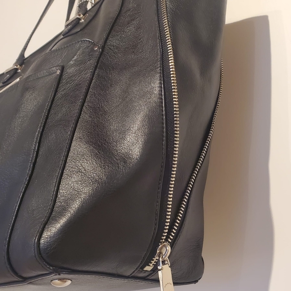 Coach Large Black Leather Taylor Tote, Silver Hardware - Picture 13 of 16